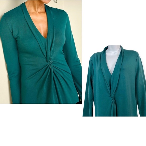 Soft Surroundings Lagia Green Ponte Knit Long Sleeve Maxi Dress Medium Fall - Picture 4 of 14